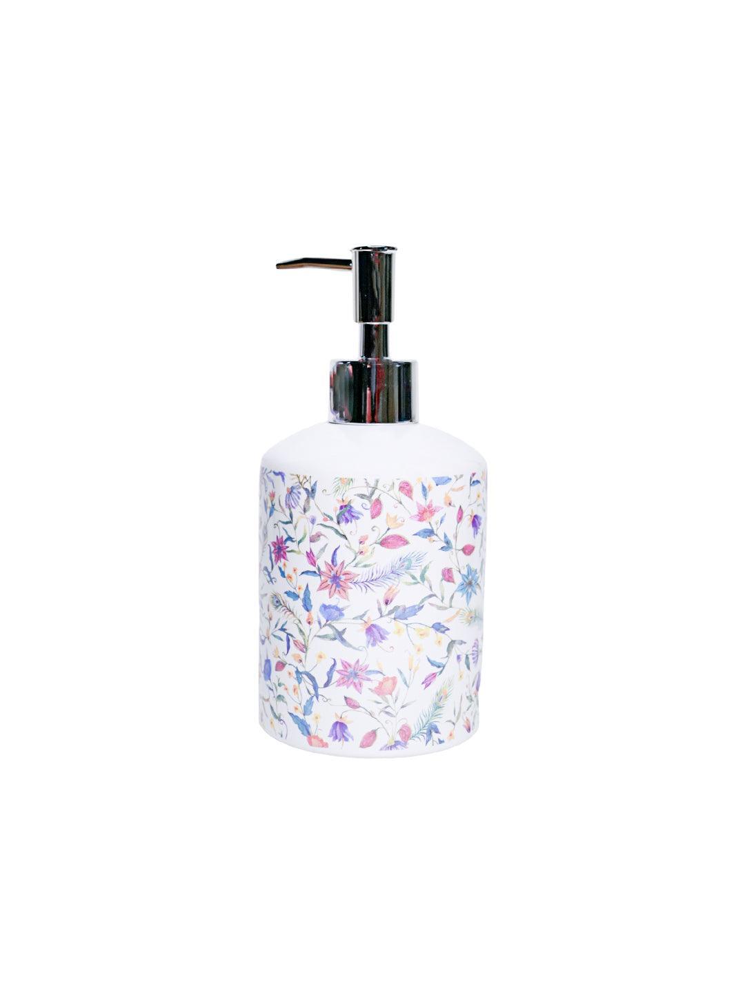 Ceramic Bathroom Set Of 3 - Floral Finish, Ivory Color - MARKET 99