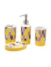 Ceramic Bathroom Set of 4 - Multi Leaf Pattern - MARKET 99