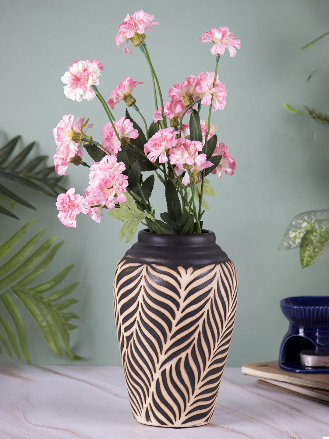 Ceramic Black +Grey Cylindrical Vase - MARKET 99