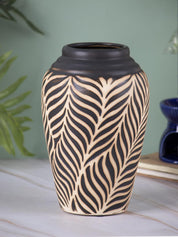 Ceramic Black +Grey Cylindrical Vase - MARKET 99