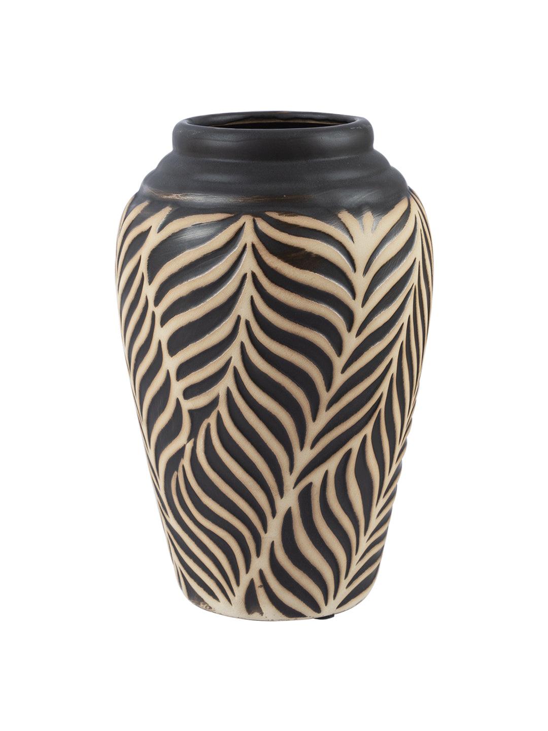 Ceramic Black +Grey Cylindrical Vase - MARKET 99