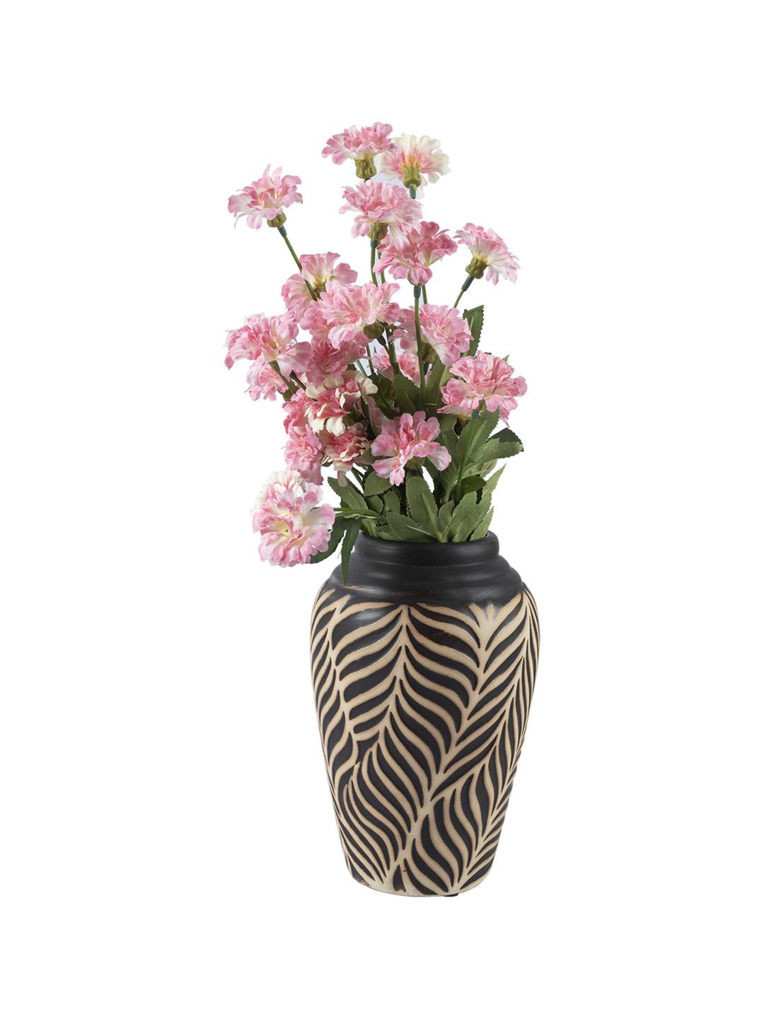 Ceramic Black +Grey Cylindrical Vase - MARKET 99