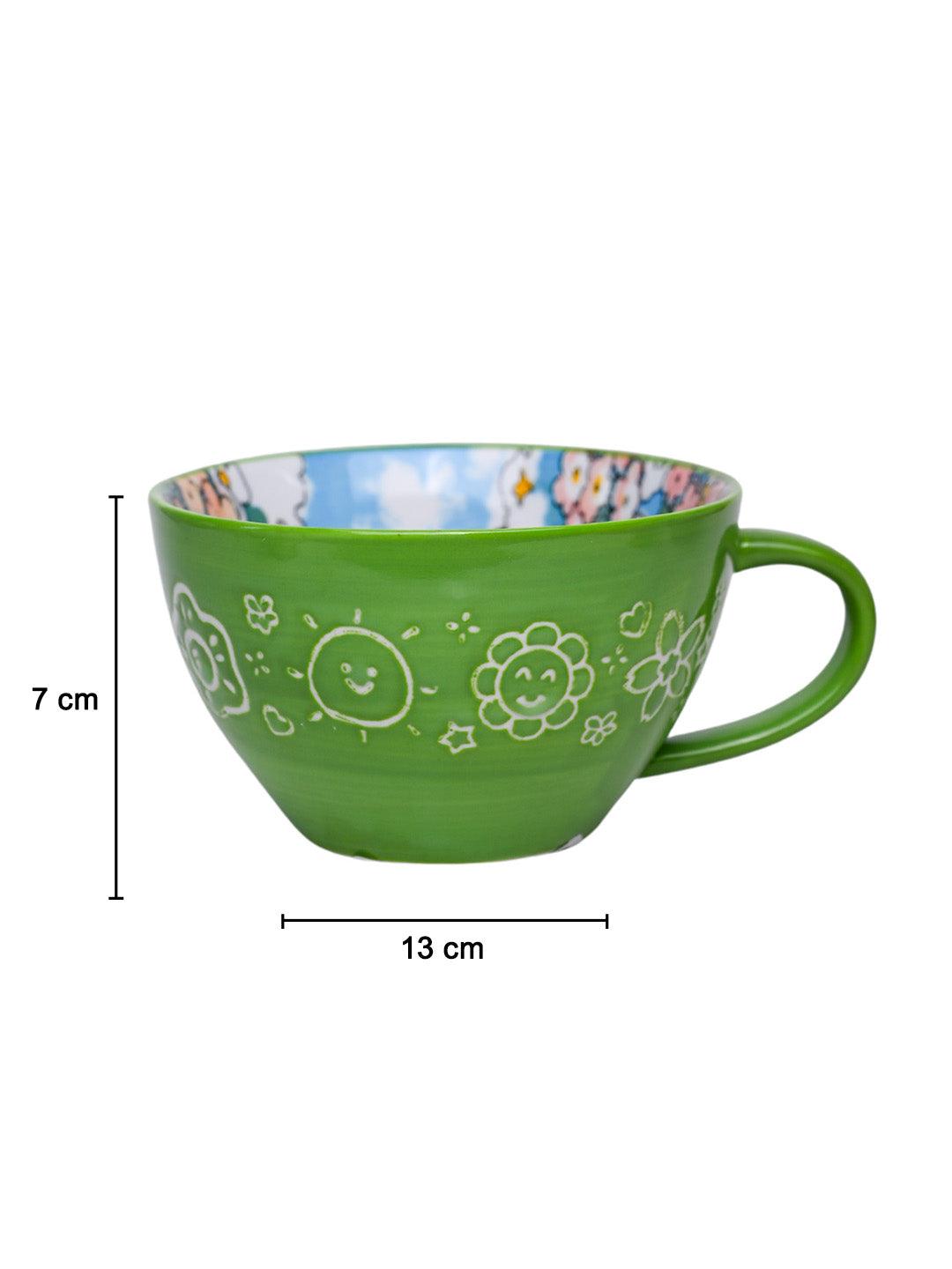 Ceramic Coffee & Tea Cup - 400mL & Green - MARKET 99
