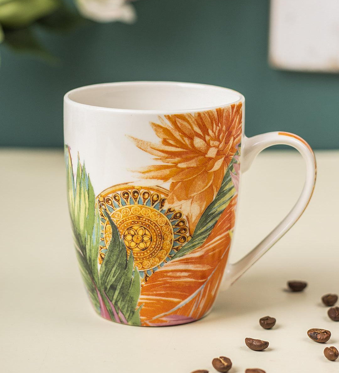 Ceramic Coffee Mug With Lid - Multi, 420 Ml - MARKET 99