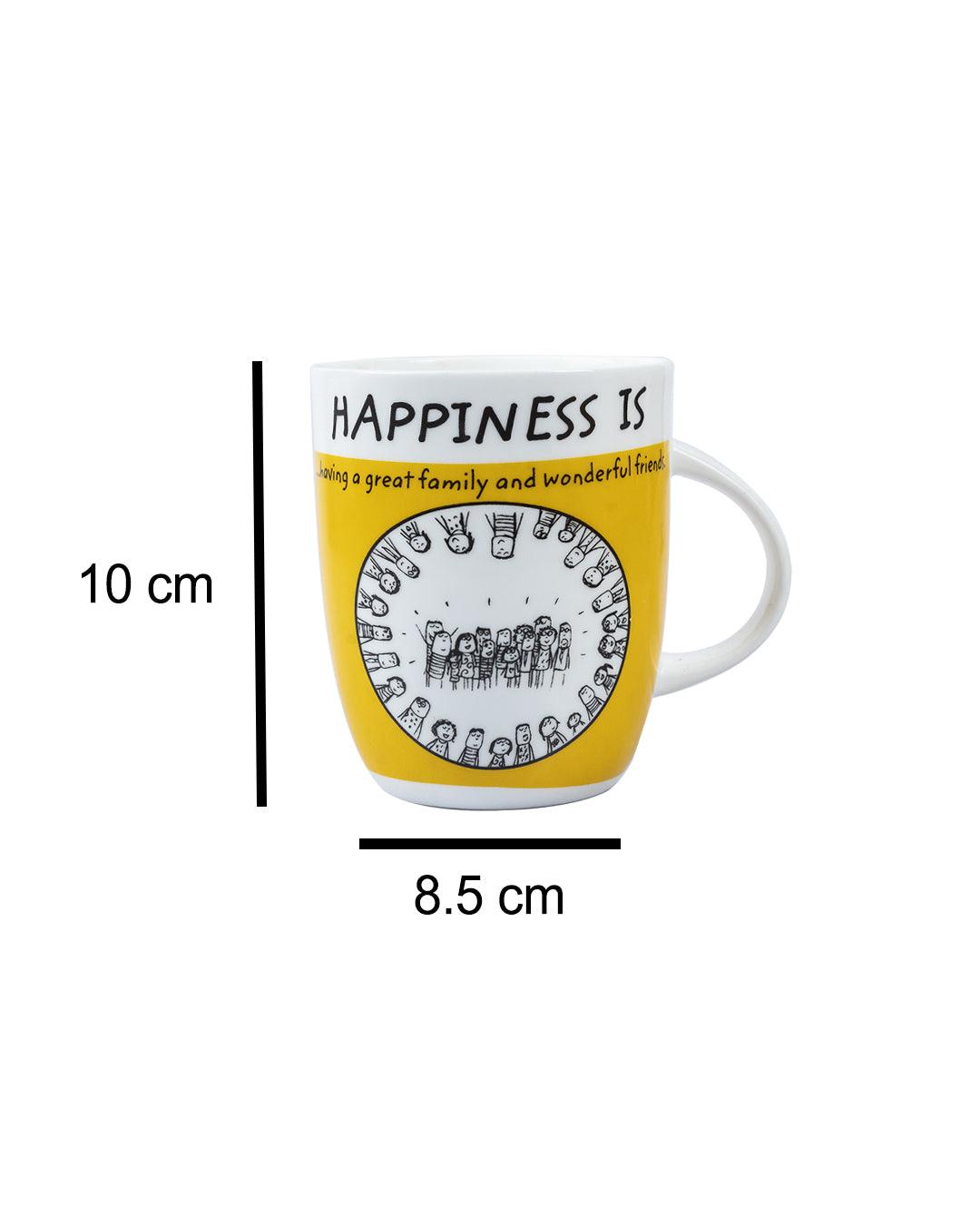 Ceramic Coffee Mugs ( White & Cadmium Yellow , Set of 4, 340 mL) - MARKET 99