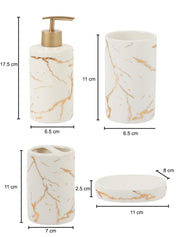 Ceramic Cylindrical Bathroom Set Of 4 - Abstract Pattern, Bath Accessories - MARKET 99