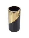 Ceramic Gold + Black Cylindrical Vase - MARKET 99
