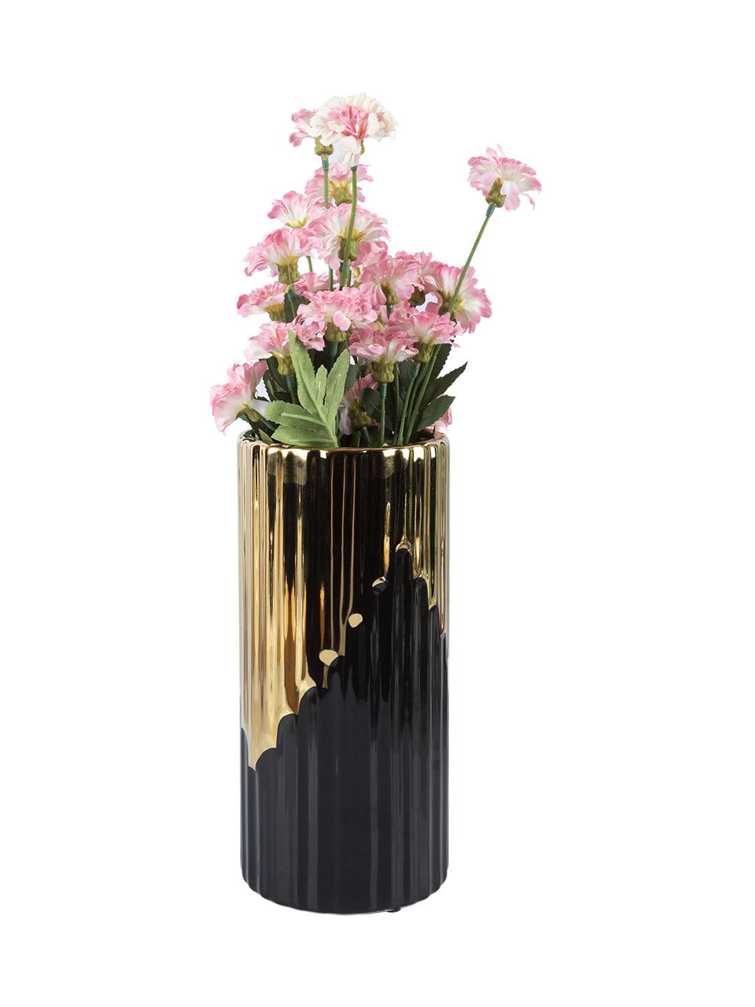 Ceramic Gold +Black Cylindrical Vase - MARKET 99