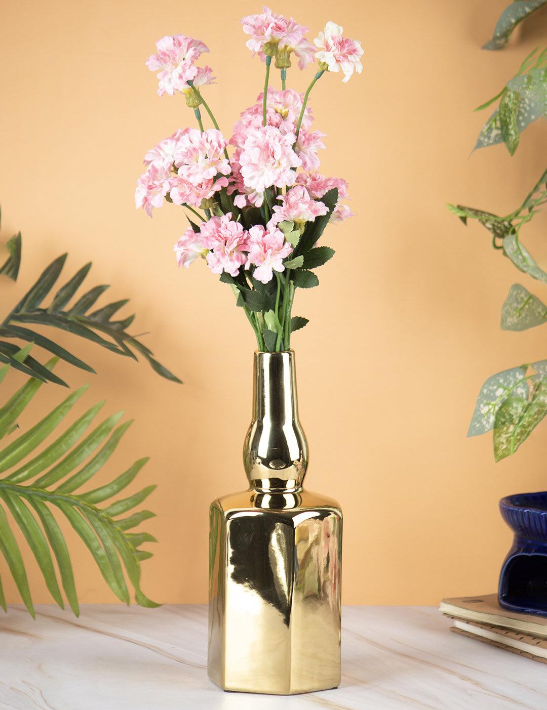 Ceramic Gold Bottle Shaped Vase - MARKET 99