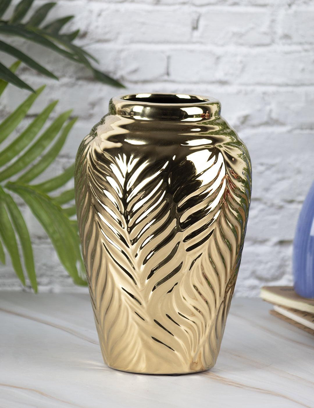 Ceramic Gold Cylindrical Vase - MARKET 99