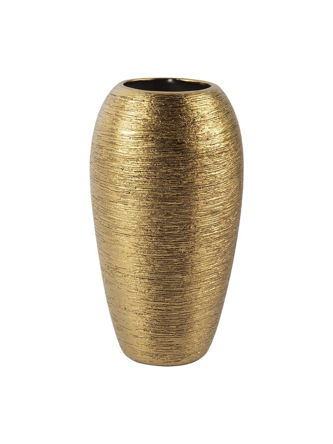 Ceramic Gold Oval Shaped Vase - MARKET 99