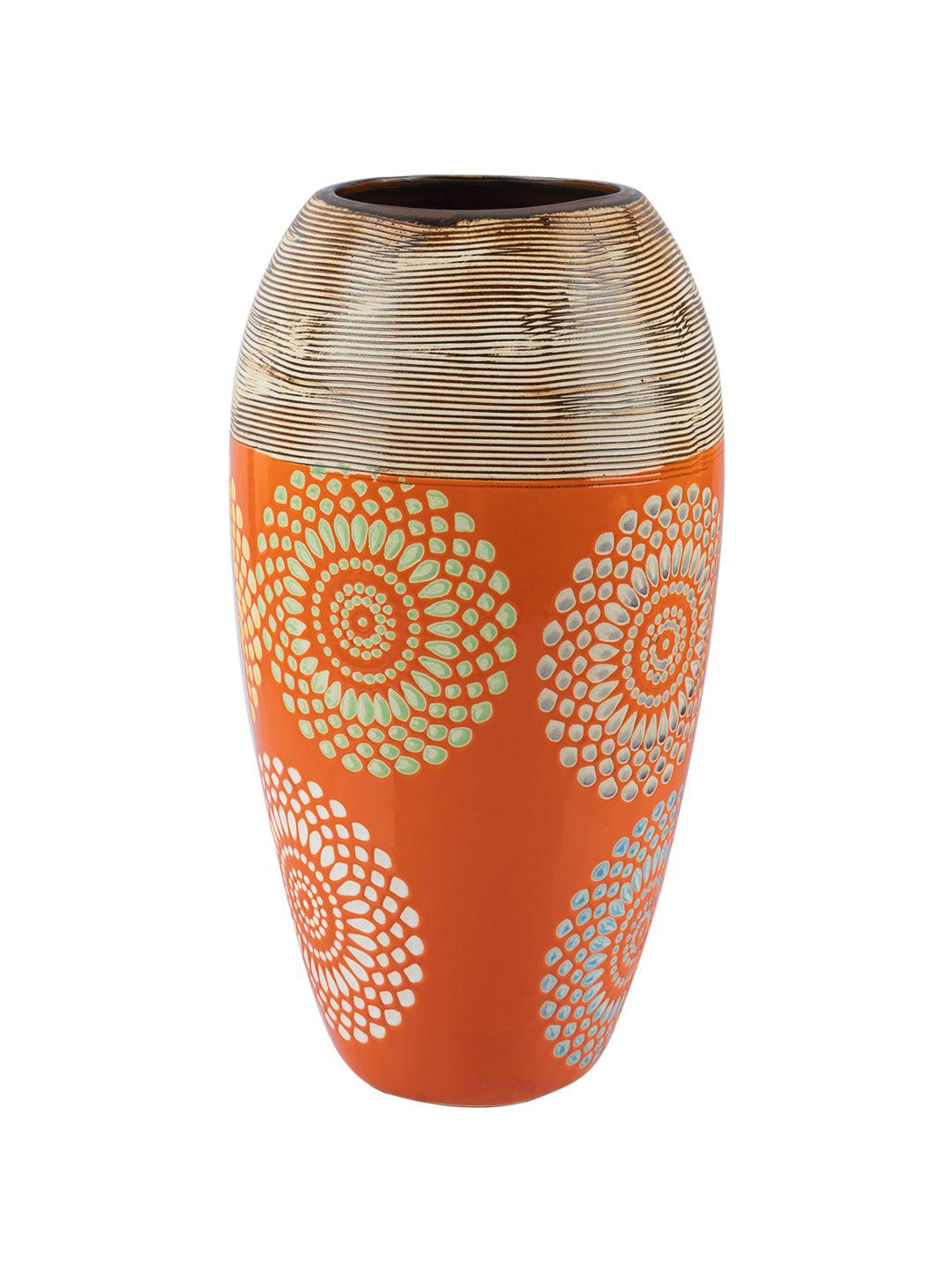 Ceramic Multicolor Oval Shaped Vase - MARKET 99