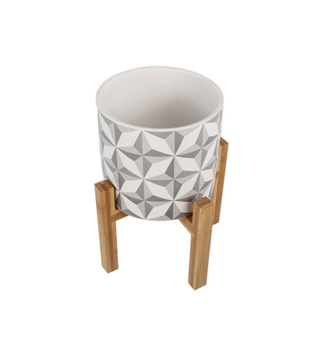 Ceramic, Table Planter With Stand, Abstract Art Print, Matt : Finish, Multicolor
