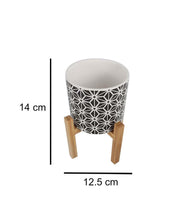 Ceramic, Table Planter With Stand, Abstract Art Print, Matt : Finish, Multicolor