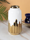 Ceramic White +Gold Cylindrical Vase - MARKET 99