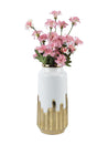Ceramic White +Gold Cylindrical Vase - MARKET 99