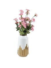 Ceramic White + Gold Cylindrical Vase - MARKET 99