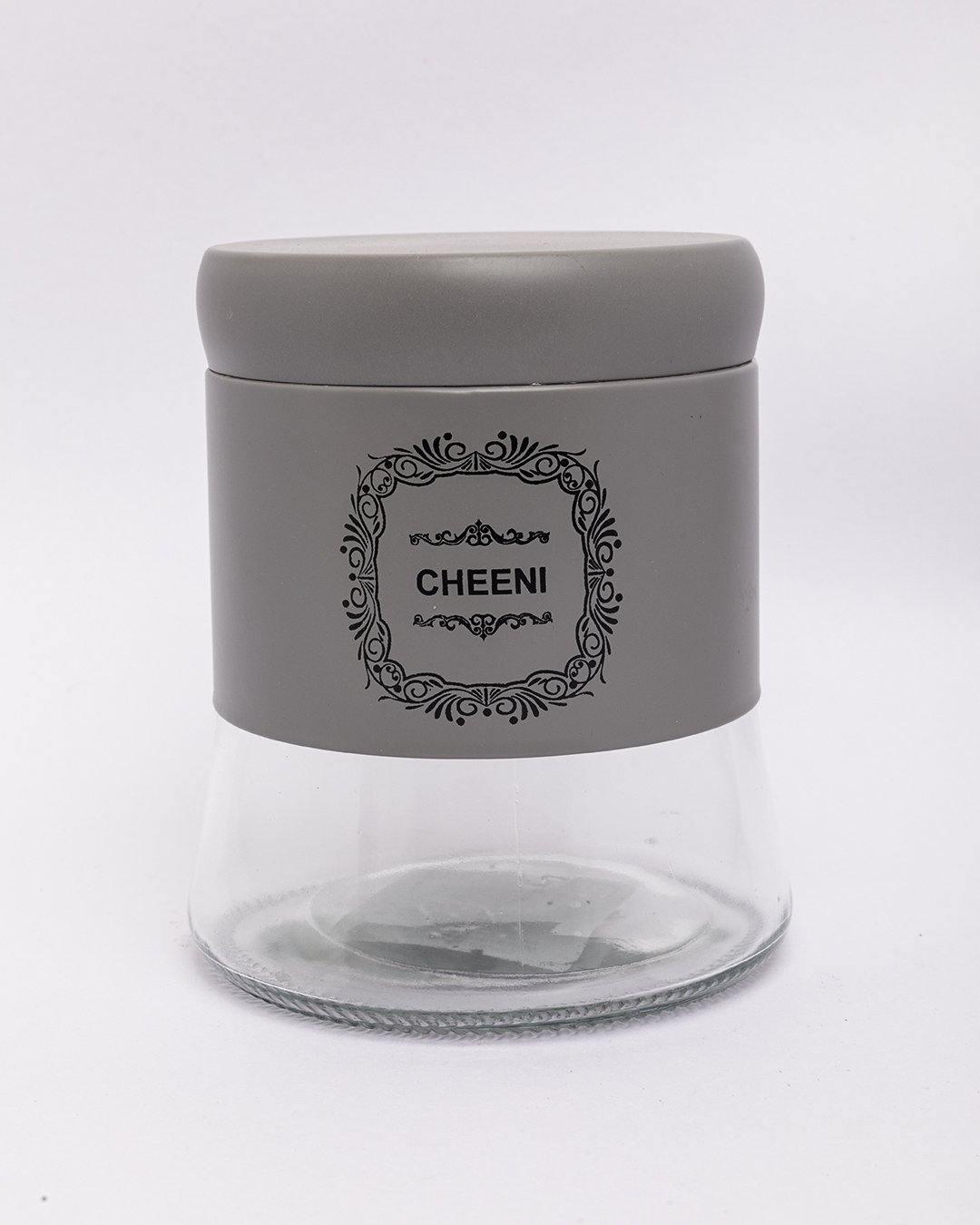 Cheeni Jar, Kitchen Storage, Airtight, Grey, Glass, 800 mL - MARKET 99