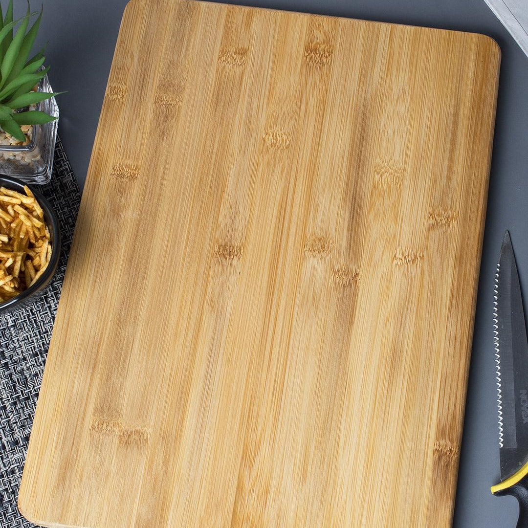 Chopping Board, with Metal Handle, Natural Wood Colour, Bamboo - MARKET 99