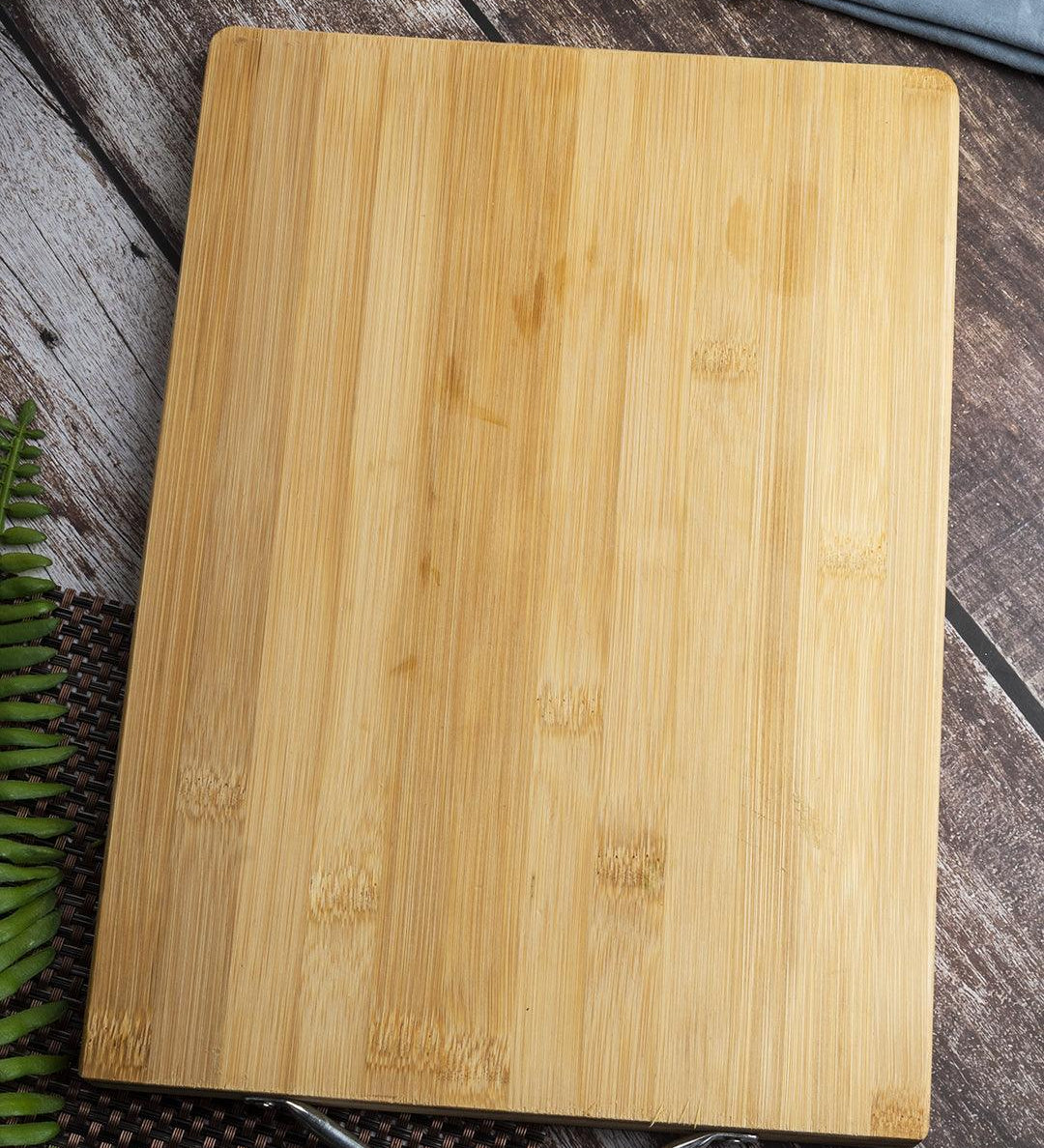 Chopping Board, with Metal Handle, Wooden Finish, Natural Wood Colour, Bamboo - MARKET 99