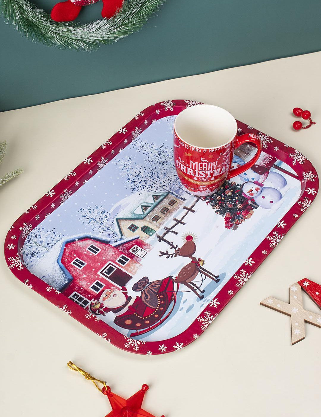 Christmas Mural Print - Christmas Metal Serving Tray - MARKET 99