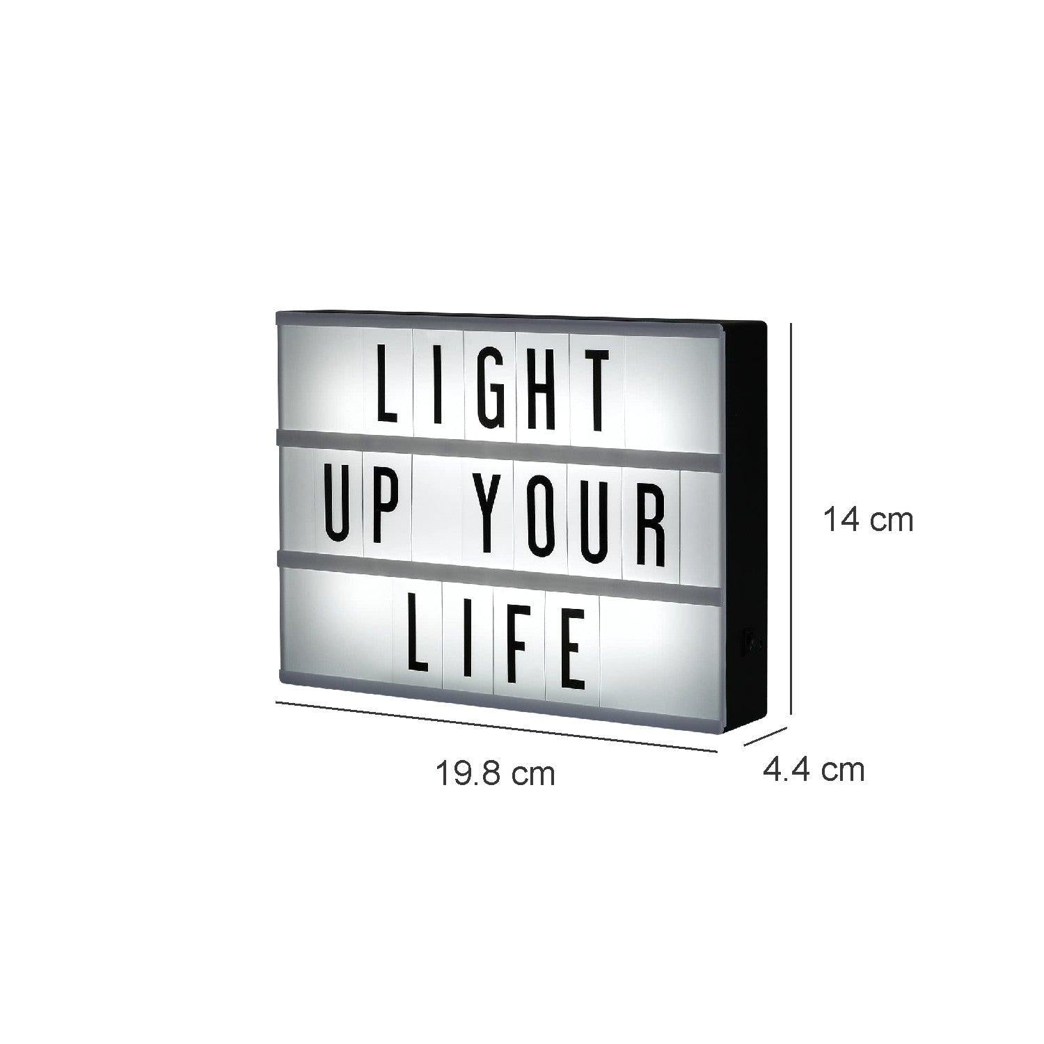Cinematic Lightbox, with LED Lights, 90+ Changeable Letters & Symbols, Decorative Light, White, Plastic - MARKET 99