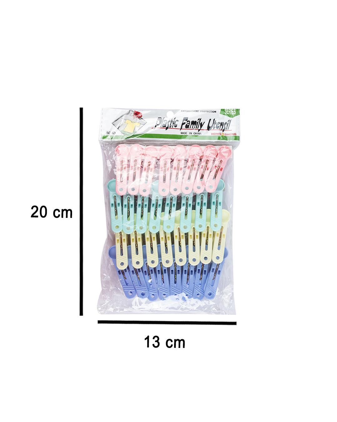 Cloth Clips, Multicolour, Plastic, Set of 32 - MARKET 99