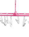 Cloth Hanger with 12 Pegs, Clips, Pink, Plastic, - MARKET 99