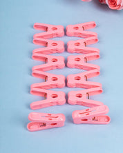 Clothes Clips Set, Pegs, Pink, Plastic, Set of 12 - MARKET 99