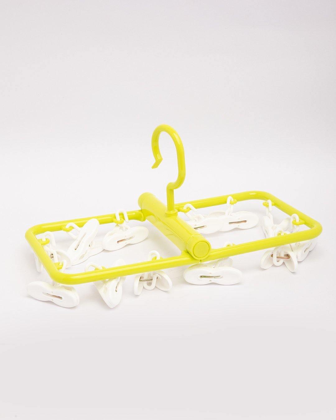 Clothes Hanger with 12 Pegs, Clips, Green, Plastic - MARKET 99