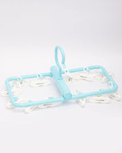 Clothes Hanger with 12 Pegs, Cloth Pegs, Blue, Plastic - MARKET 99