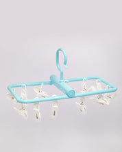 Clothes Hanger with 12 Pegs, Cloth Pegs, Blue, Plastic - MARKET 99