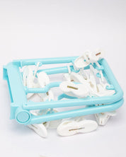 Clothes Hanger with 12 Pegs, Cloth Pegs, Blue, Plastic - MARKET 99