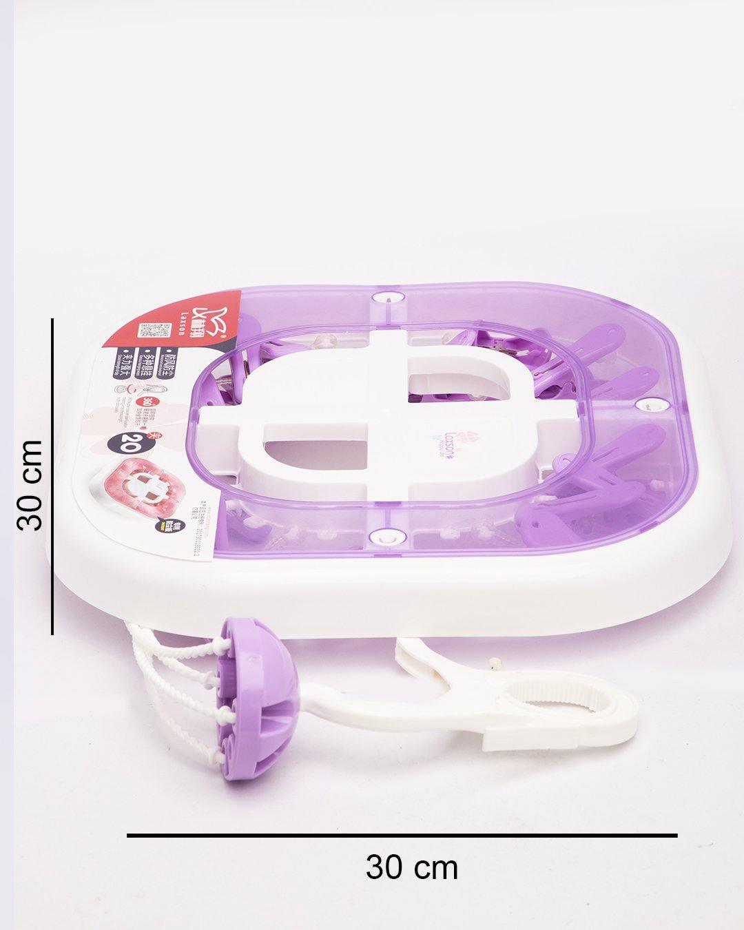 Clothes Hanger with 20 Pegs, Clips, Purple, Plastic - MARKET 99