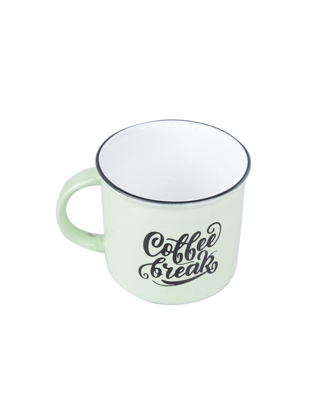 'Coffee break' Graphic Print Drinkware Glossy Ceramic Coffee Mug ( Celeste Blue, 400 mL) - MARKET 99