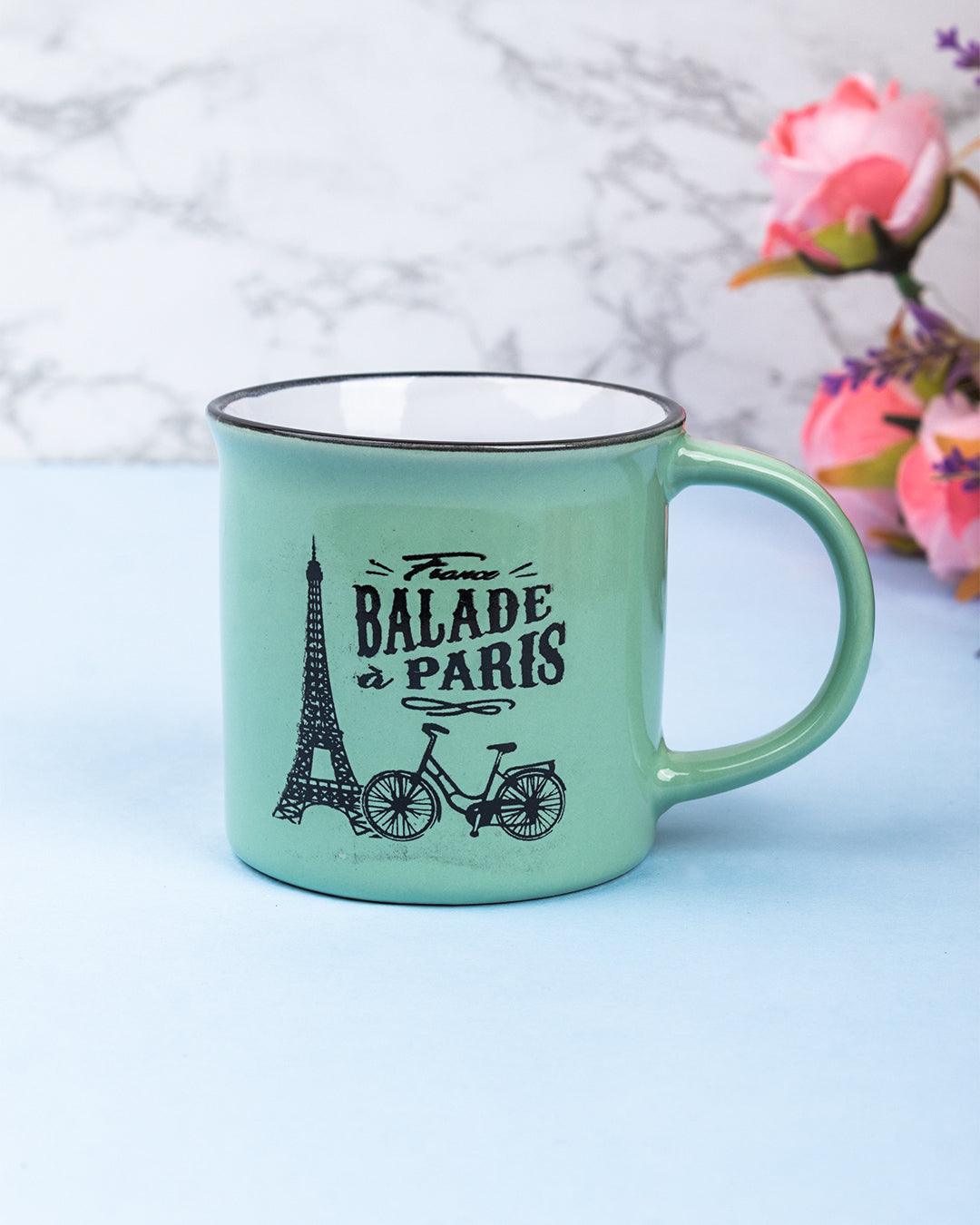 Coffee Mug, Ballade a Paris, Green, Ceramic, 200 mL - MARKET 99