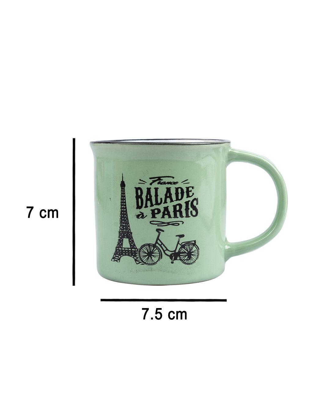 Coffee Mug, Ballade a Paris, Green, Ceramic, 200 mL - MARKET 99