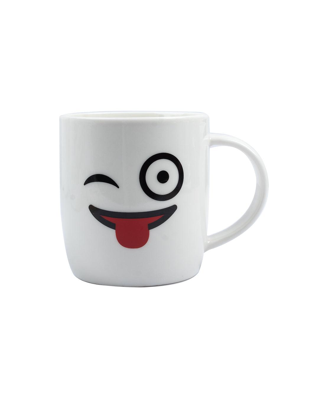 Coffee Mug, Emoji Print, White, Ceramic, 280 mL - MARKET 99