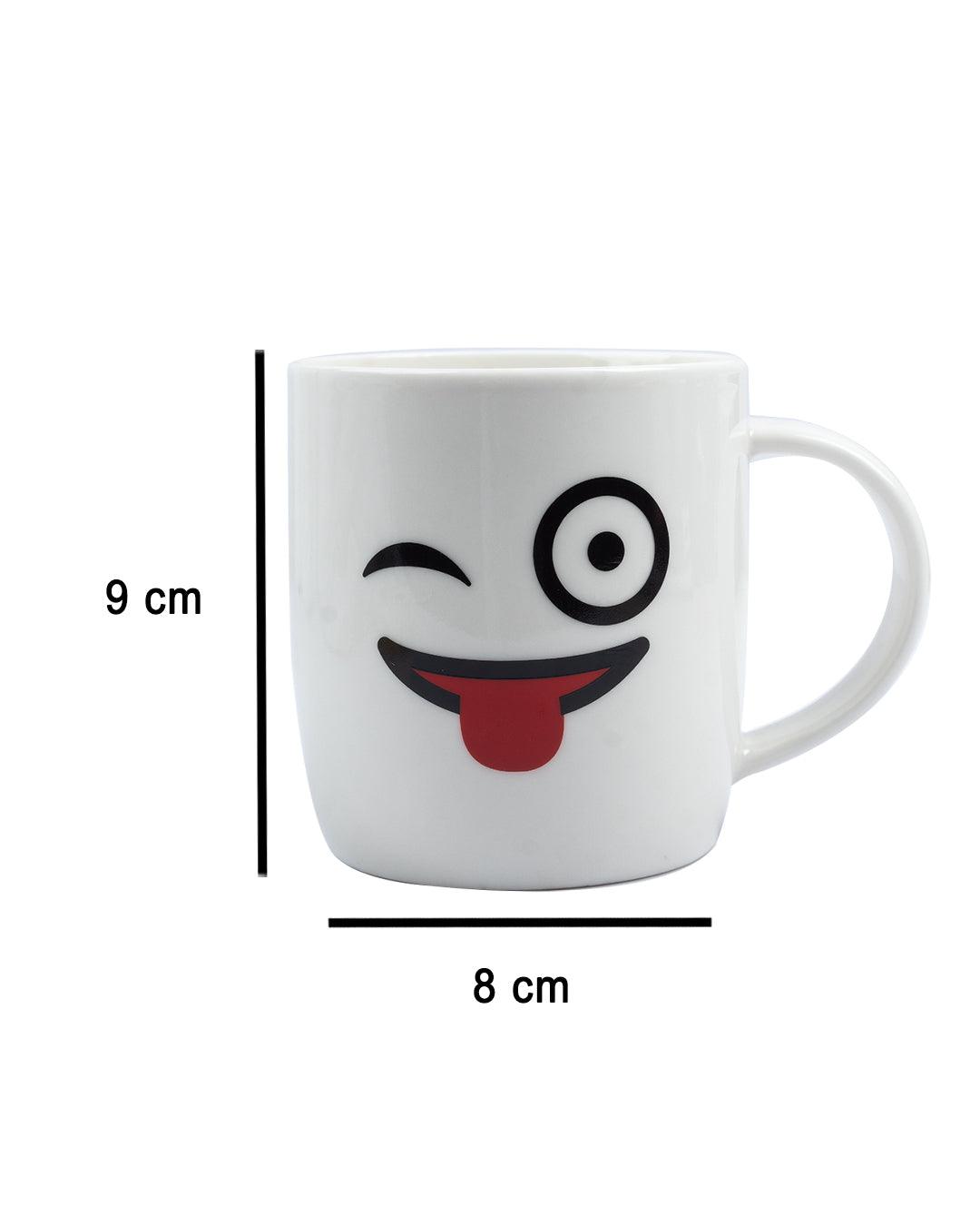 Coffee Mug, Emoji Print, White, Ceramic, 280 mL - MARKET 99