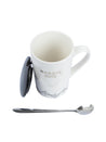 Coffee Mug With Ceramic Lid and Spoon (450mL) - Assorted Colour - MARKET 99