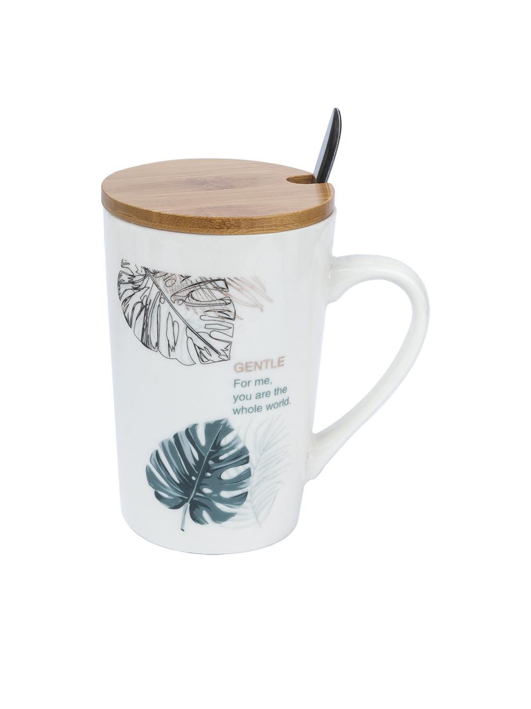 Coffee Mug With Wooden Lid and Spoon (450mL) - Assorted Colour - MARKET 99