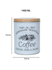 Coffee, Tea & Sugar - Metal Jar Set Of 3, Cylindrical & 1600Ml, - MARKET 99