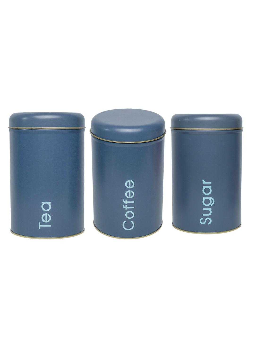 Coffee, Tea & Sugar - Metal Jar Set Of 3, Grey Color, 1450Ml - MARKET 99