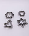 Cookie Cutter, for Cooking, Heart, Flower, Circle, & Star, Silver, Stainless Steel, Set of 4 - MARKET 99