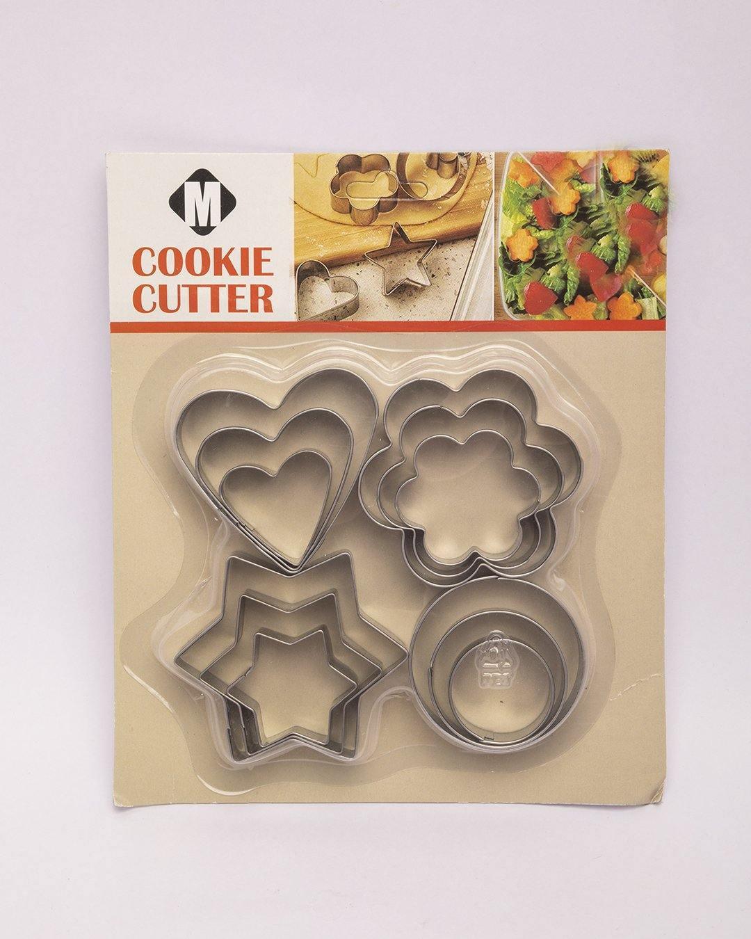 Cookie Cutter, for Cooking, Heart, Flower, Circle, & Star, Silver, Stainless Steel, Set of 4 - MARKET 99