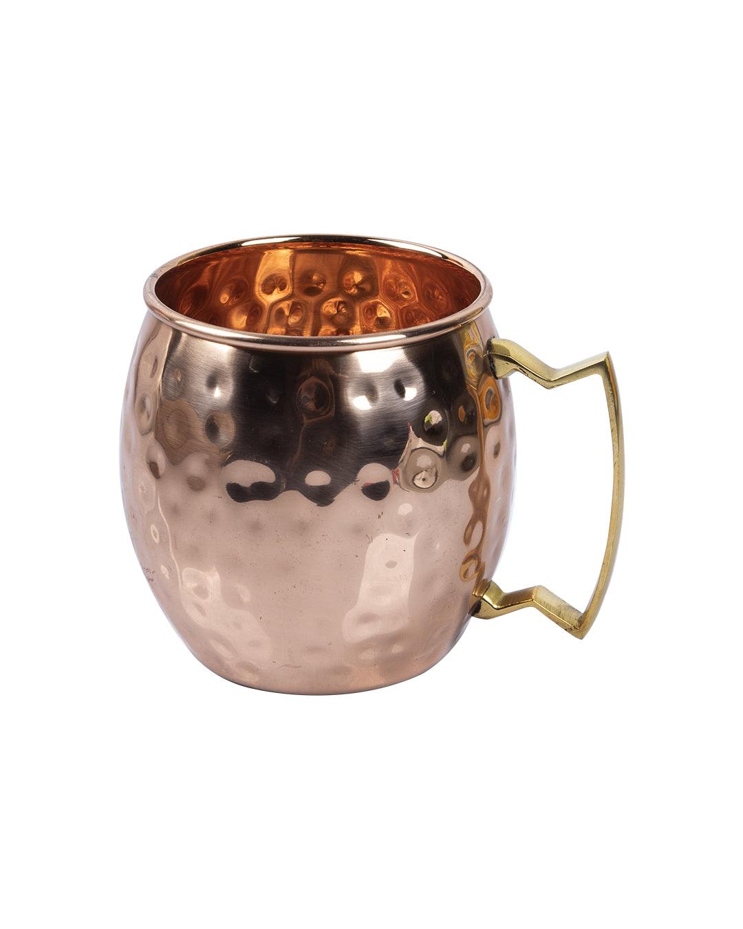 Copper Hammered Moscow Mule Mugs with Handle (Set Of 2, 500 mL) - MARKET 99