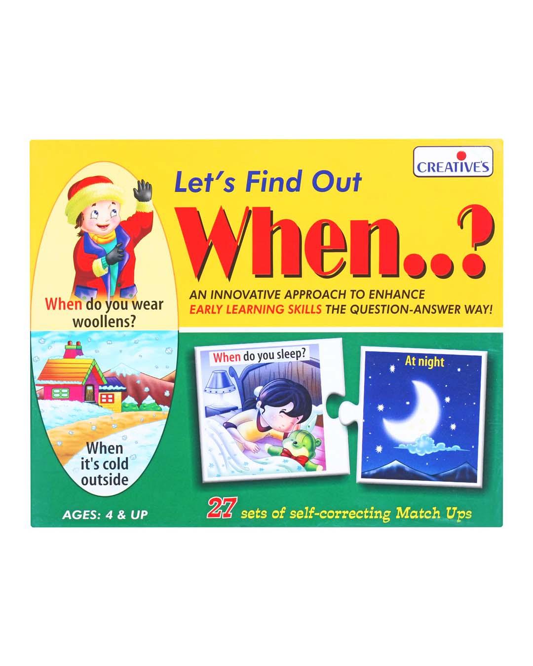 Creative Let's Find Out- When, (27 Set of self-correcting Match ups ) for Kids - For Child Age 3 & Up - MARKET 99
