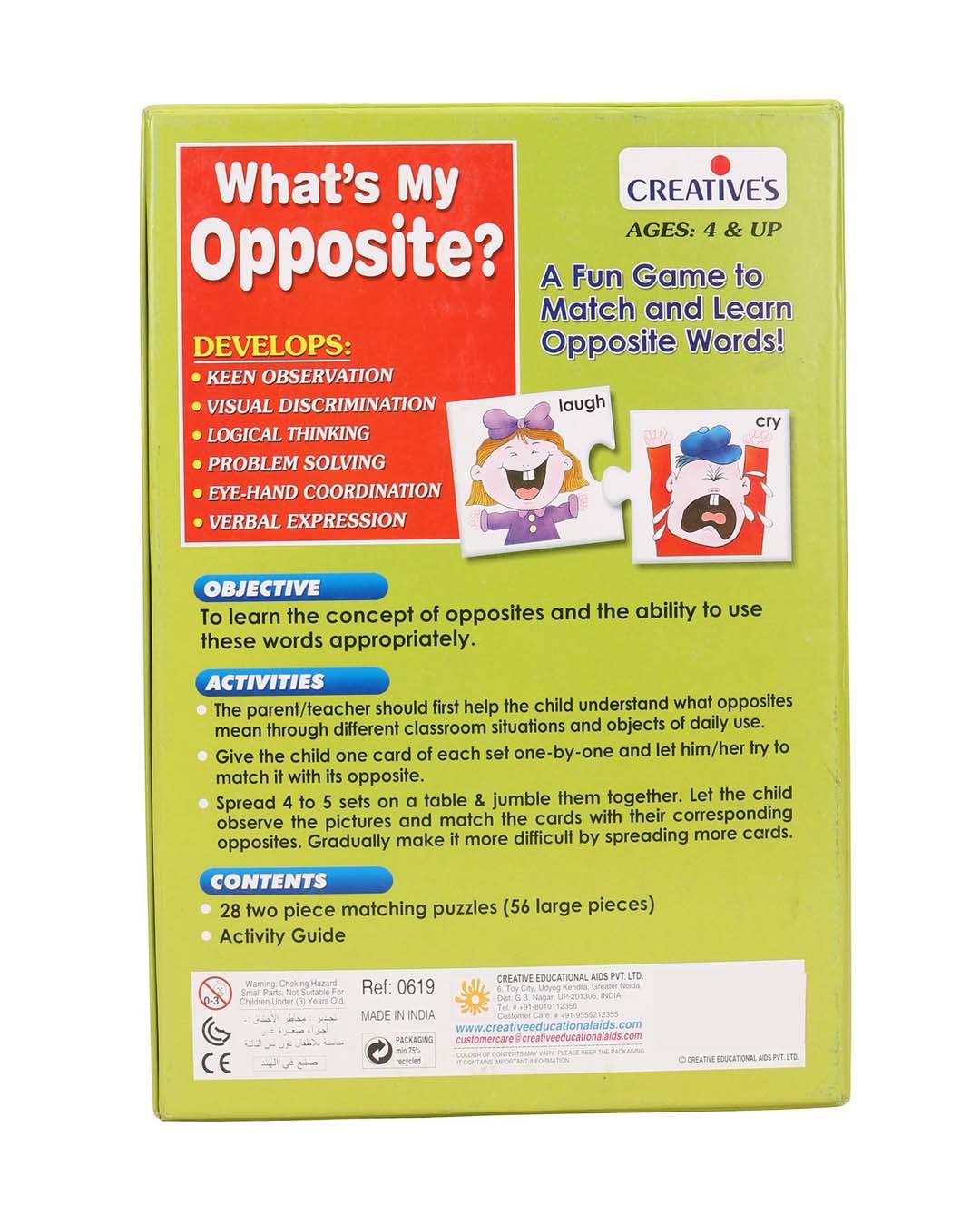 Creative What'S My Opposite, (28 Sets of two piece) Pre School for Kid - For Child 4 & Up - MARKET 99