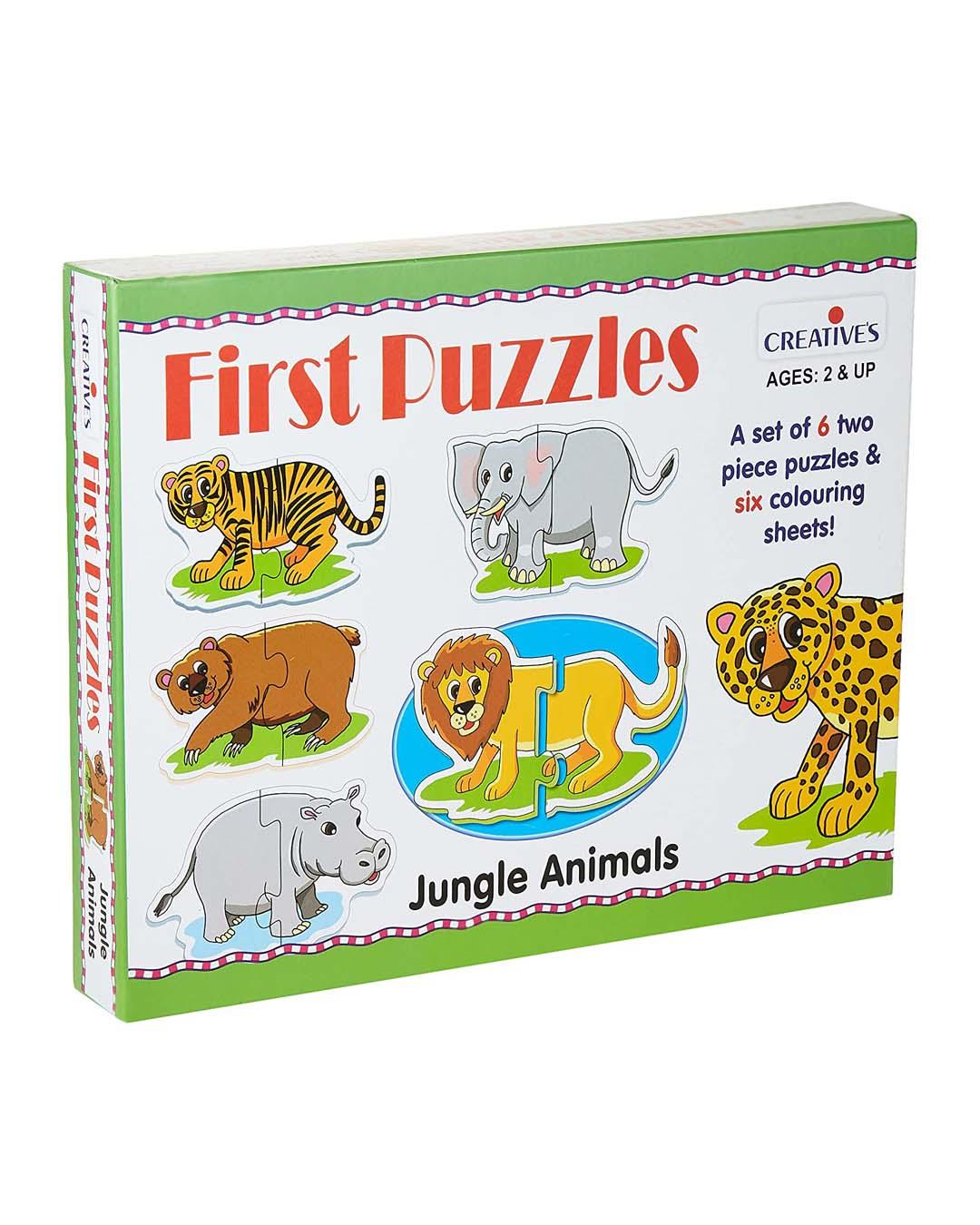 Creatives First Puzzles - Jungle Animals & Creatives 6 Piece Puzzle - For Child Age 3 & Up - MARKET 99