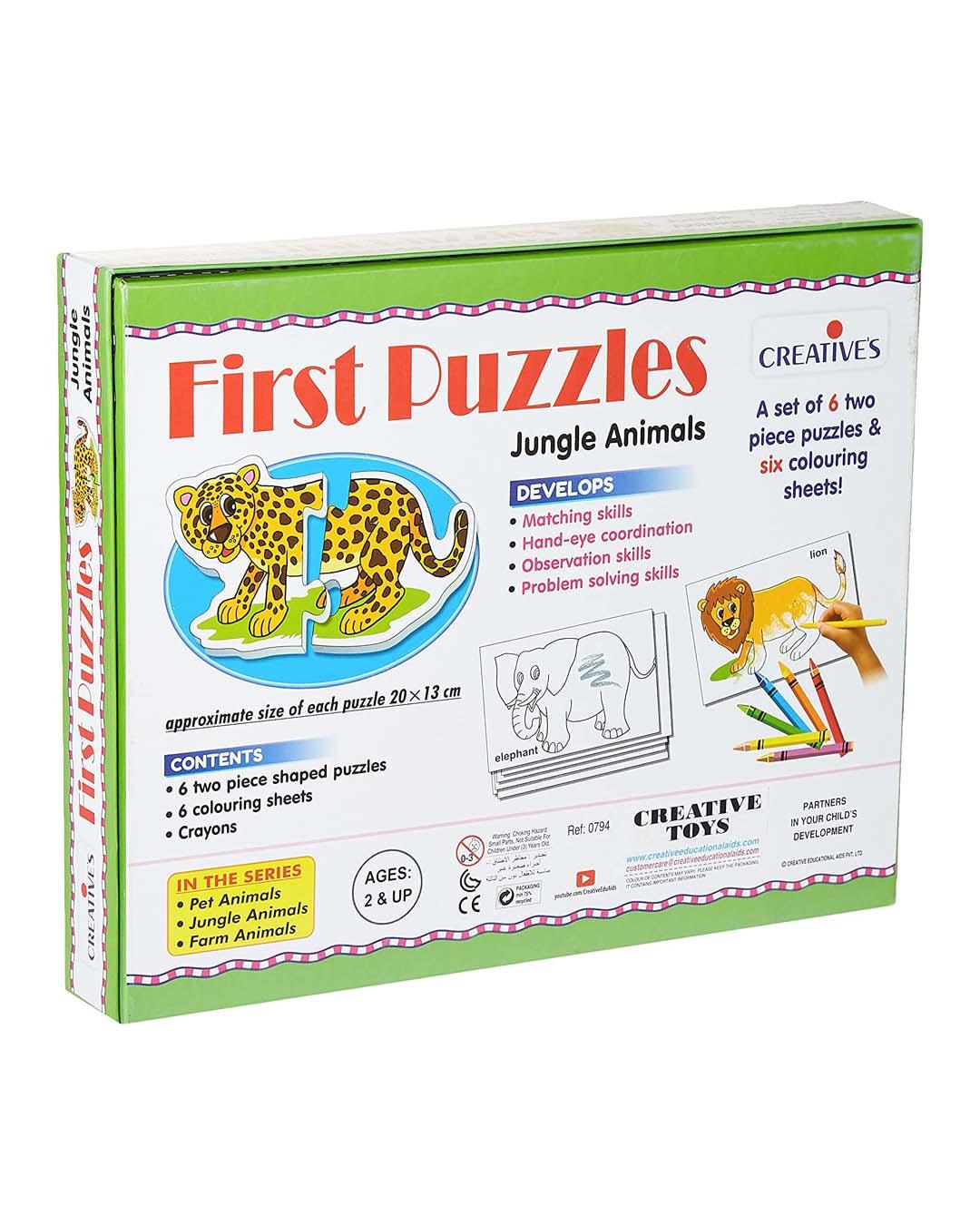 Creatives First Puzzles - Jungle Animals & Creatives 6 Piece Puzzle - For Child Age 3 & Up - MARKET 99